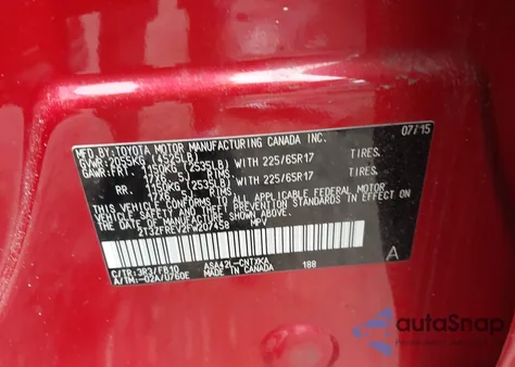 2015 Toyota Rav4 Le from USA, damaged, VIN 2T3ZFREV2FW207458